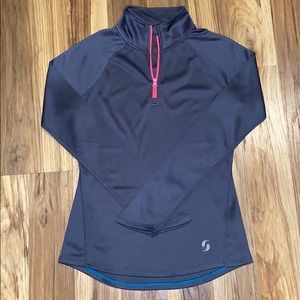Soffe 1/4 Zip Long Sleeve Top Gray Size Small